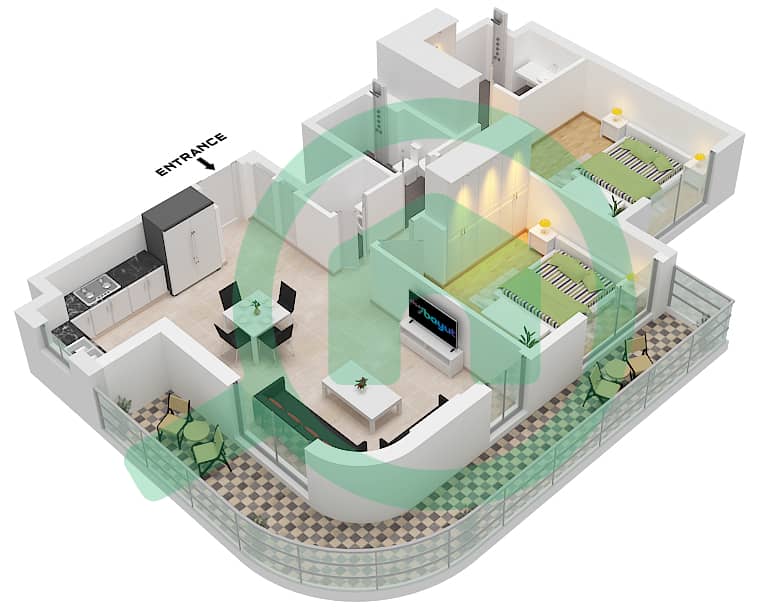 The Mayfair - 2 Bedroom Apartment Type A Floor plan Type A interactive3D