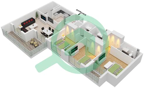 The Mayfair - 3 Bedroom Apartment Type B Floor plan