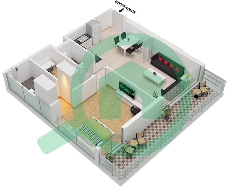 Gemz by Danube - 1 Bedroom Apartment Type/unit C/UNIT 14-22 Floor plan C/Unit 14-22 Floor 2-11 interactive3D