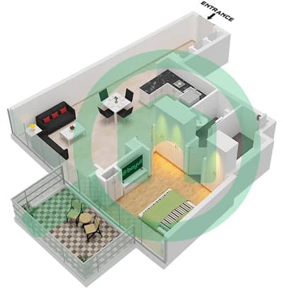 卡瓦利庄园 - 1 卧室公寓类型A2 FLOOR 4-8戶型图
