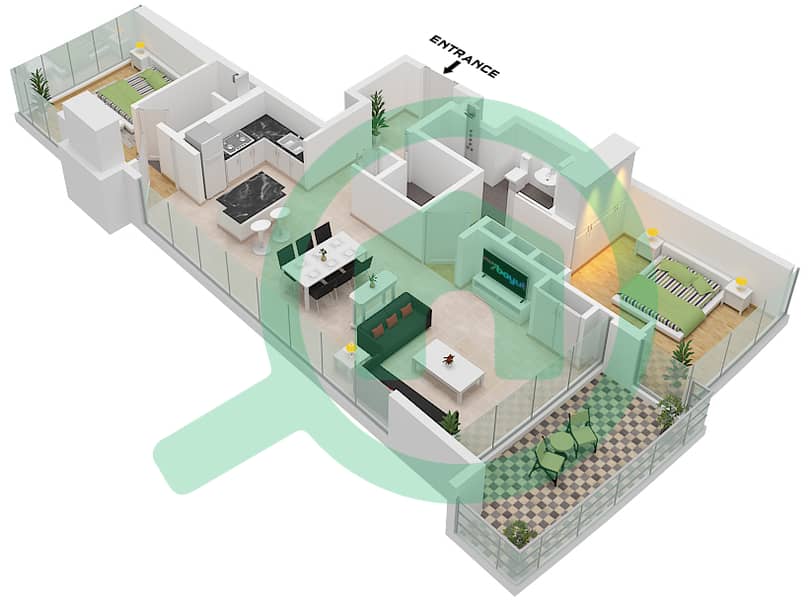 Cavalli Estates - 2 Bedroom Apartment Type C FLOOR 7-11 Floor plan Type C Floor 7-11 interactive3D