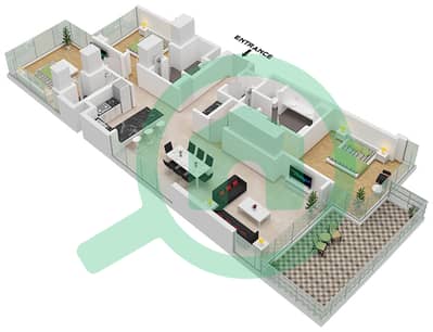 卡瓦利庄园 - 3 卧室公寓类型A FLOOR 24-37戶型图