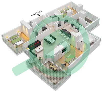 卡瓦利庄园 - 3 卧室公寓类型A1 FLOOR 38-47戶型图