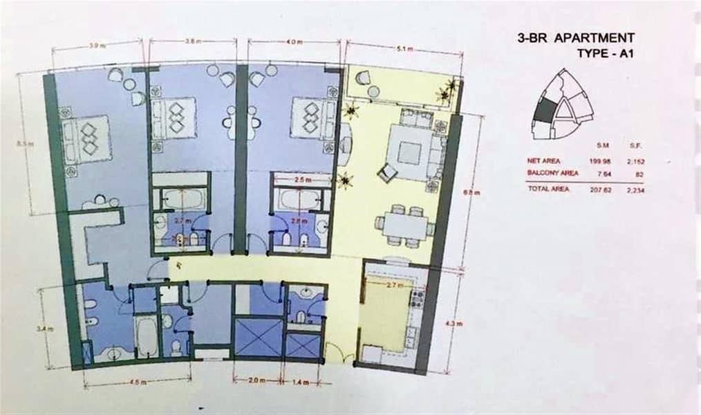 3 Fully furnished 3BR+M | Sea view
