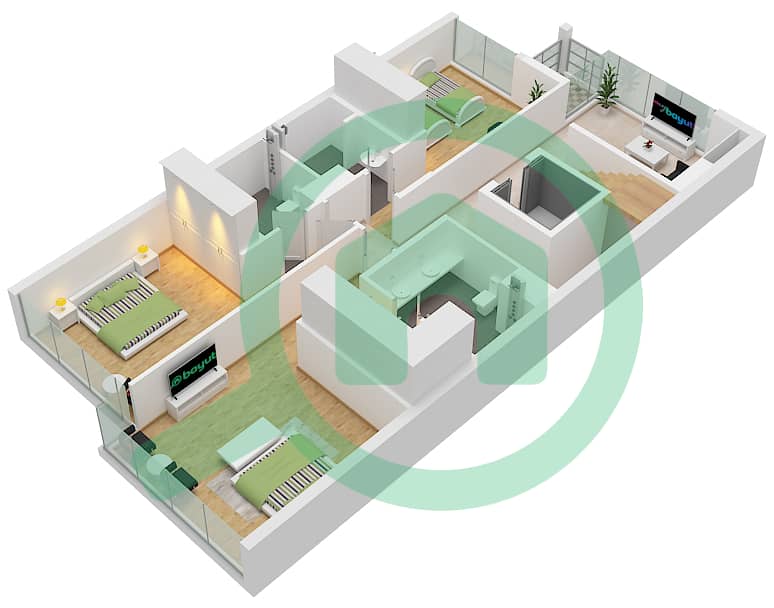 المخططات الطابقية لتصميم الوحدة LV03 فیلا 4 غرف نوم - لاجون فيوز First Floor interactive3D