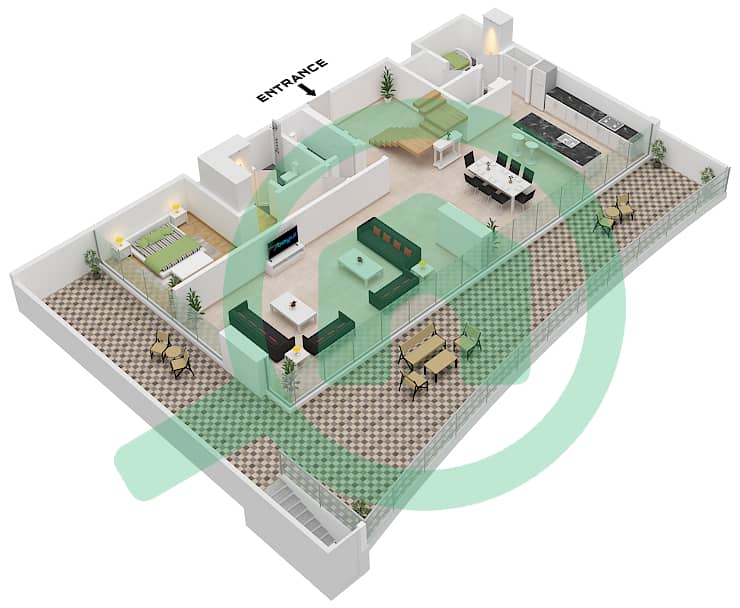 Lagoon Views - 4 Bedroom Apartment Unit G01 FLOOR DUPLEX Floor plan Ground Floor interactive3D