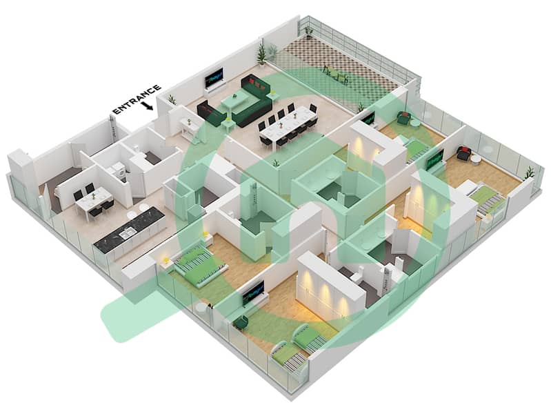 Lagoon Views - 4 Bedroom Apartment Unit 01 FLOOR 2-19 Floor plan Unit 01 Floor 2-19 interactive3D