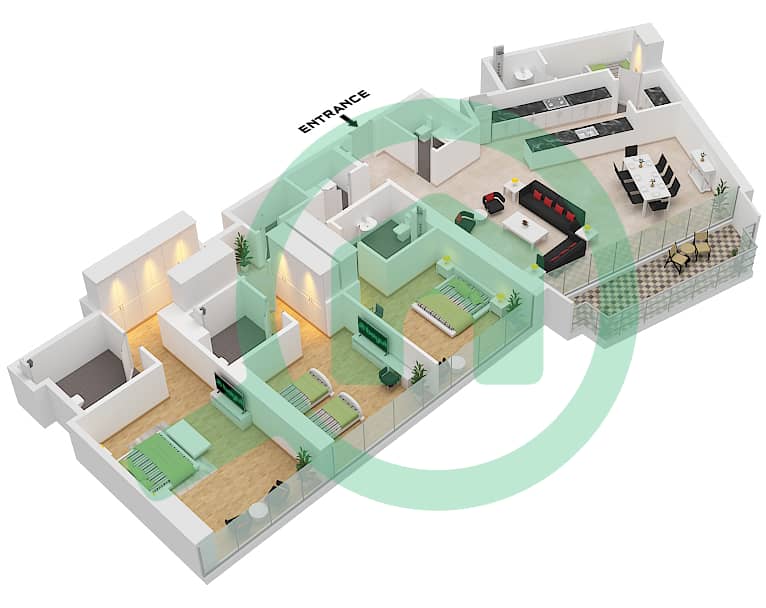 Lagoon Views - 3 Bedroom Apartment Unit 02 FLOOR 2-19 Floor plan Unit 02 Floor 2-19 interactive3D