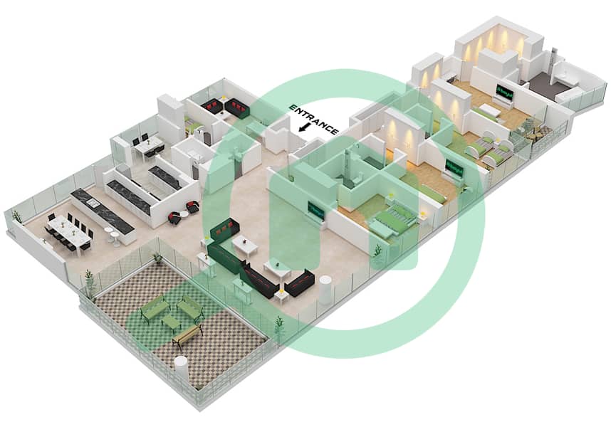 Lagoon Views - 4 Bedroom Penthouse Unit 01 FLOOR 20-22 Floor plan 01 Floor 20-22 interactive3D