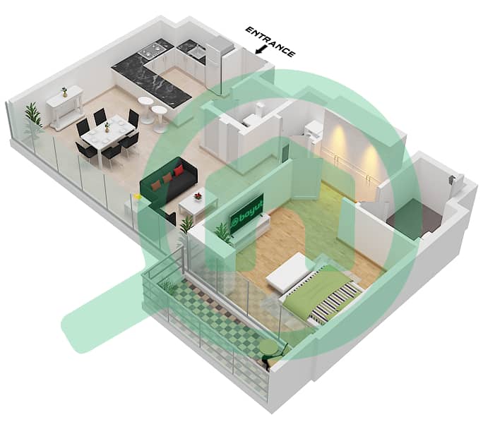 Lagoon Views - 1 Bedroom Apartment Unit 05 FLOOR 2-19 Floor plan Unit 05 Floor 2-19 interactive3D