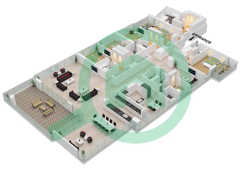 Lagoon Views - 5 Bedroom Penthouse Unit 02 FLOOR 20-22 Floor plan 02 Floor 20-22 interactive3D