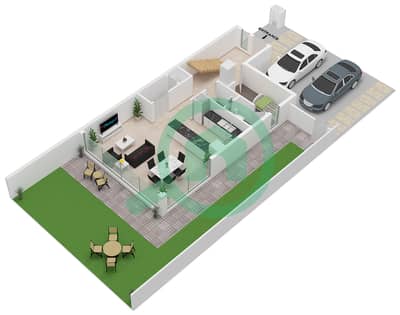 المخططات الطابقية لتصميم النموذج B SEMI-DETACHED تاون هاوس 2 غرفة نوم - فلل ذا فالكون