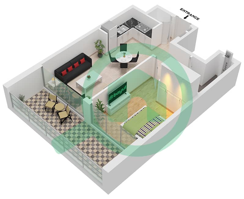VYB - 1 Bedroom Apartment Unit 5 FLOOR 1-17 Floor plan Unit 5 Floor 1-17 interactive3D