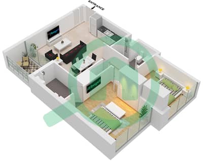 VYB - 2 Bedroom Apartment Unit 3 FLOOR 2-17 Floor plan