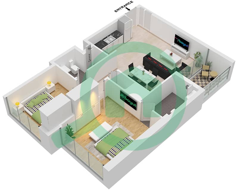 VYB - 2 Bedroom Apartment Unit 7 FLOOR 7 Floor plan Unit 7 Floor 7 interactive3D