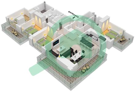 海滨1号大厦 - 4 卧室公寓类型／单位1M / UNIT 03 FLOOR 22-33戶型图