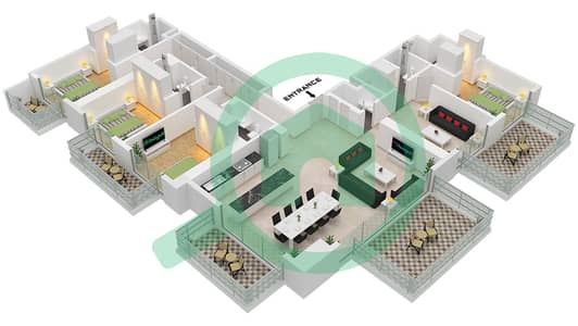 海滨1号大厦 - 4 卧室公寓类型／单位2 / UNIT 02 34-35戶型图