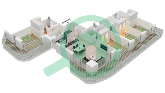 المخططات الطابقية لتصميم النموذج / الوحدة 1 / UNIT 1 FLOOR 36 شقة 4 غرف نوم - برج بالاس بيتش ريزيدنس 2