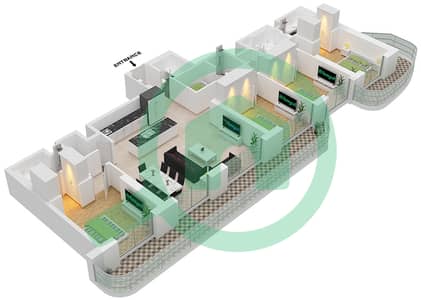 المخططات الطابقية لتصميم النموذج / الوحدة 2A / UNIT 2 FLOOR 37 شقة 4 غرف نوم - برج بالاس بيتش ريزيدنس 2