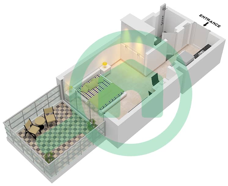 المخططات الطابقية لتصميم النموذج / الوحدة 1D / UNIT 6 FLOOR 1 شقة استوديو - كريك فيوز 3 من عزيزي Type 1D Unit 6 Floor 1 interactive3D