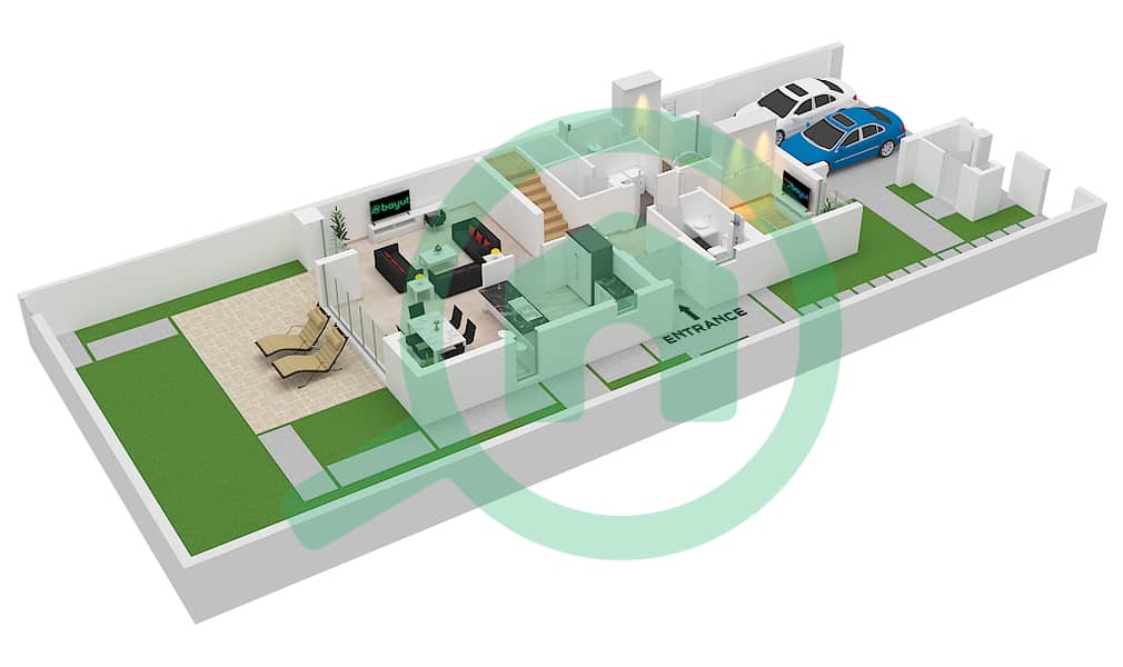 蒂拉尔-阿尔-弗尔詹别墅区 - 4 卧室别墅类型4BSD-B戶型图 Lower Floor interactive3D