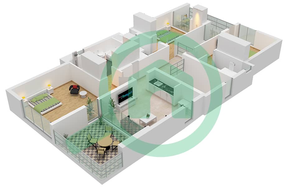المخططات الطابقية لتصميم النموذج 4B-E فیلا 4 غرف نوم - تلال الفرجان Upper Floor interactive3D