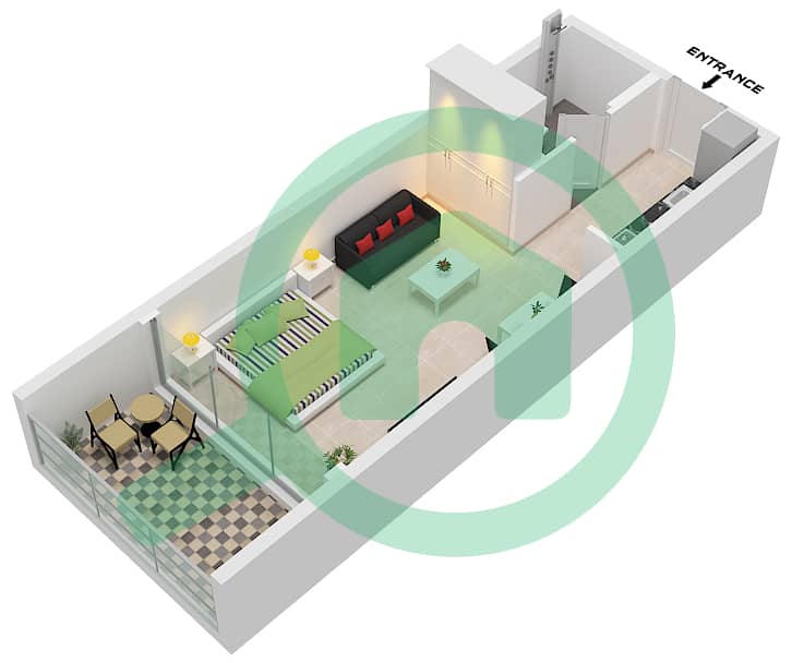 珍珠之家2号 - 单身公寓单位8,14 FLOOR 2-9戶型图 Unit 8,14,Floor 2-9 interactive3D