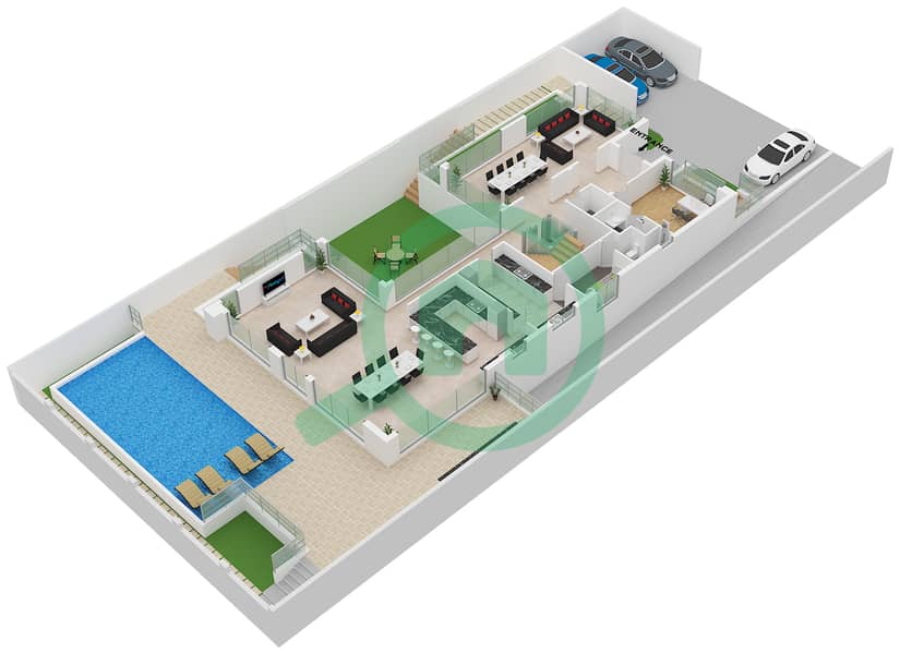 Венеция - Вилла 5 Cпальни планировка Тип 55E Type 55E Floor Ground interactive3D