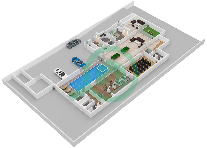 威尼斯别墅 - 6 卧室别墅类型1000E戶型图 Type 1000E Floor Basement interactive3D