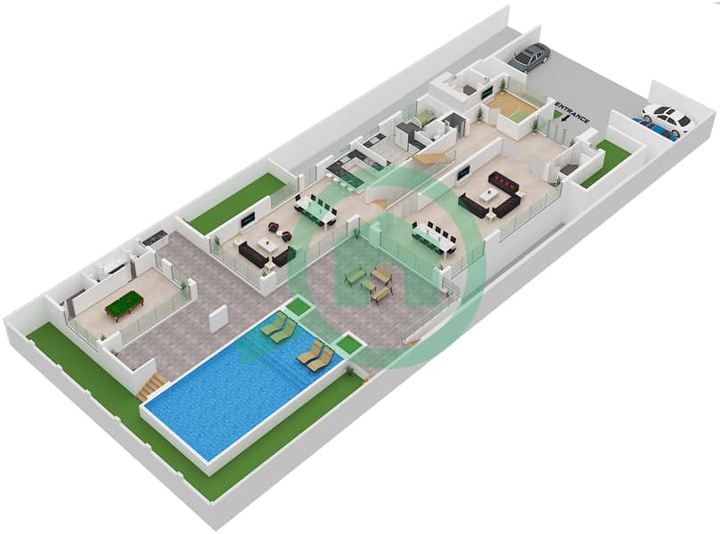 威尼斯别墅 - 7 卧室别墅类型75E戶型图 Type 75E Floor Ground interactive3D