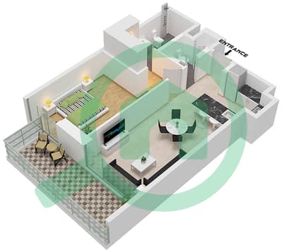 1WOOD Residence - 1 卧室公寓类型B戶型图