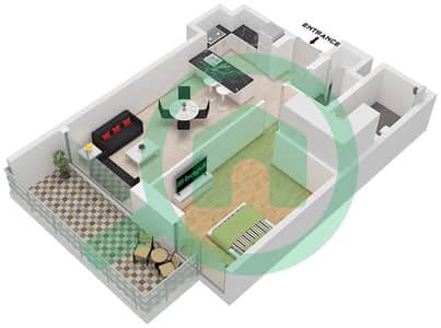 1WOOD Residence - 1 卧室公寓类型C戶型图