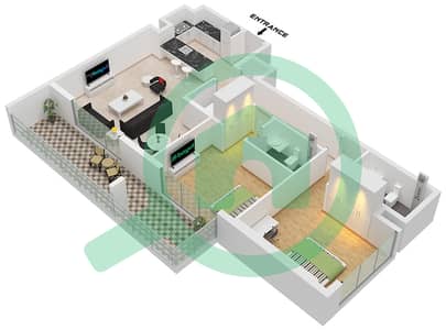 1WOOD Residence - 2 卧室公寓类型A戶型图