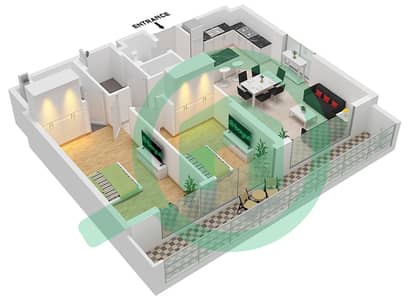 薇贝 - 2 卧室公寓类型／单位2 / UNIT 4 FLOOR 1戶型图