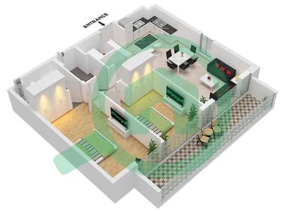 薇贝 - 2 卧室公寓类型／单位2 / UNIT 13 FLOOR 17-19戶型图