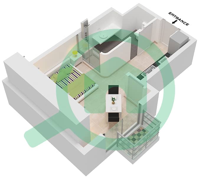 المخططات الطابقية لتصميم النموذج / الوحدة 6 / UNIT 11 FLOOR 2-6 شقة استوديو - نورث 43 Type 6 / Unit 11 Floor 2-6 interactive3D