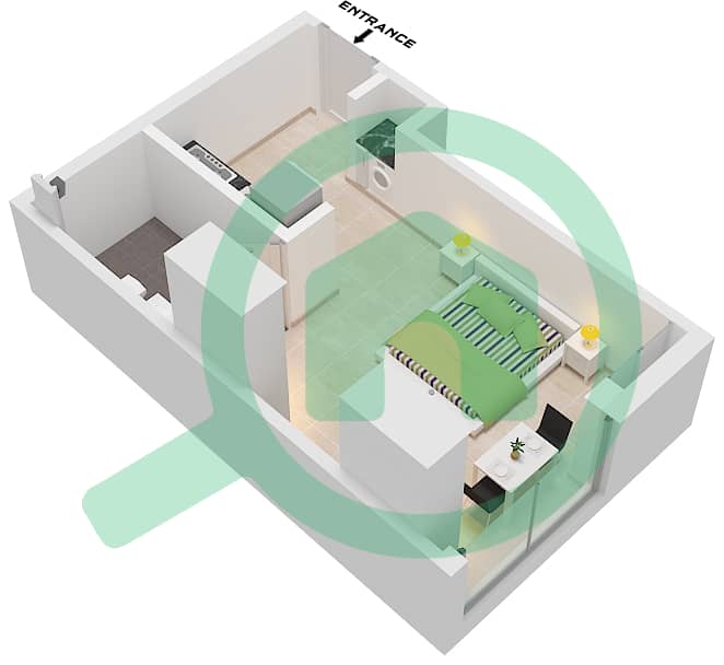 المخططات الطابقية لتصميم النموذج / الوحدة 8 / UNIT 9,14 FLOOR 2-15 شقة استوديو - نورث 43 Type 8 / Unit 9,14 Floor 2-15 interactive3D