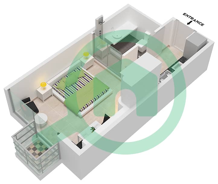 North 43 - Studio Apartment Type/unit 9 / UNIT 11,16 FLOOR 2-15 Floor plan Type 9 / Unit 11,16 Floor 2-15 interactive3D