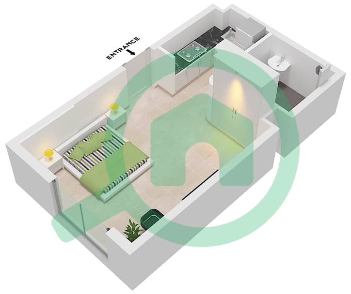 North 43 - Studio Apartment Type/unit 12 / UNIT 19 FLOOR 2-6 Floor plan Type 12 / Unit 19 Floor 2-6 interactive3D