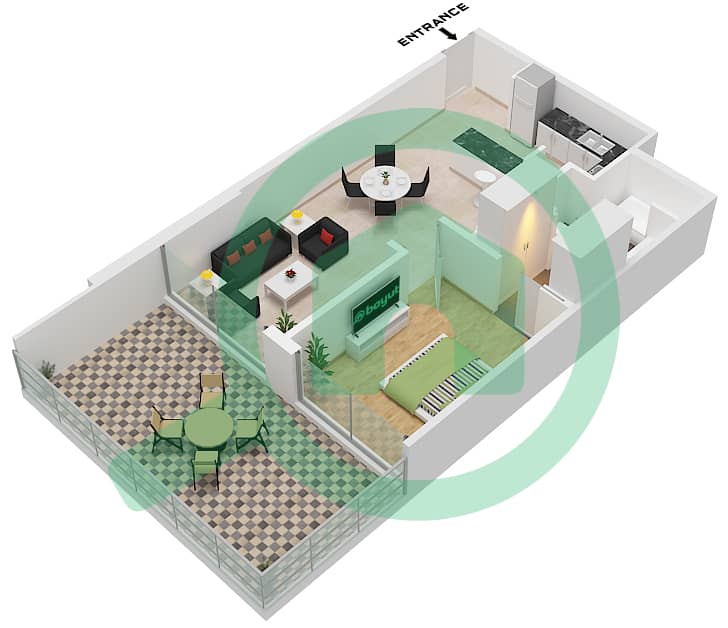 Резиденции North 43 - Апартамент 1 Спальня планировка Тип/мера 1 / UNIT 4-6 FLOOR 1-15 Type 1 / Unit 4-6 Floor 1-15 interactive3D