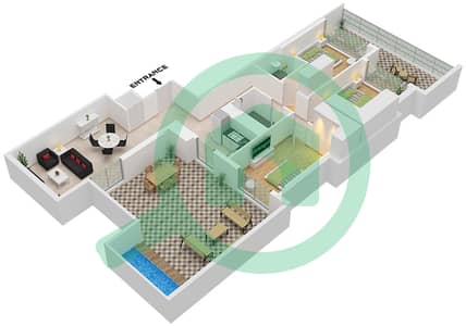 北43服务公寓 - 3 卧室公寓类型／单位2 / UNIT 8 FLOOR 1戶型图