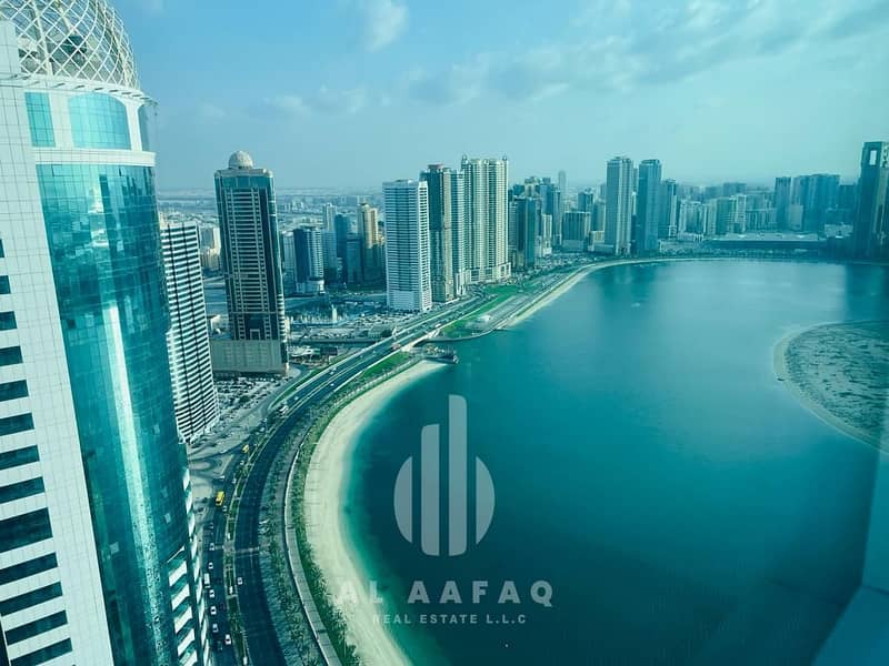 Spacious 3bhk | Corniche  View | Bright kitchen | Parking free | AC Chiller free | Maids Room
