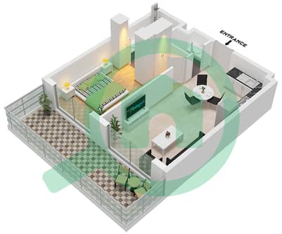 المخططات الطابقية لتصميم النموذج / الوحدة A / UNIT 3,6 شقة 1 غرفة نوم - بيتالز من الدانوب برج A