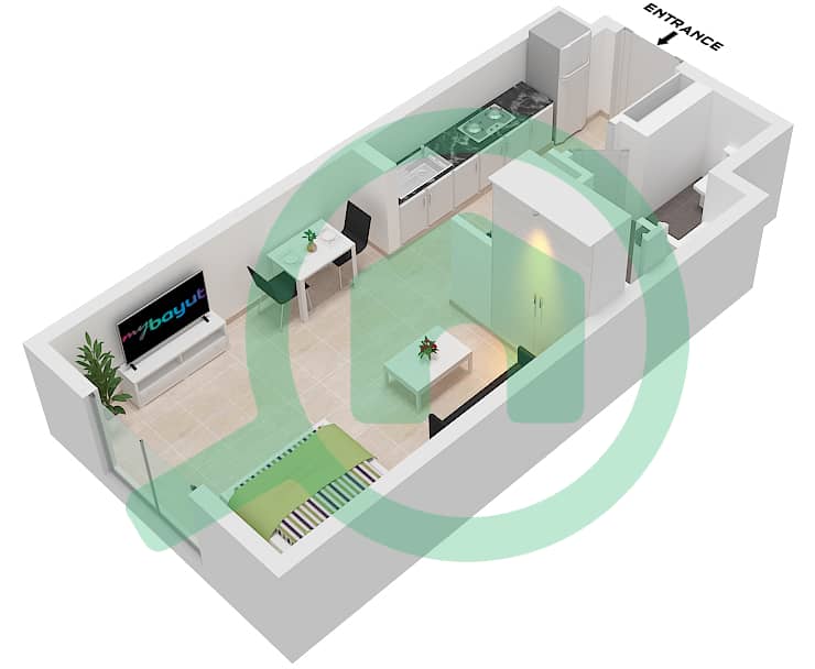 المخططات الطابقية لتصميم النموذج 3 FLOOR 2-10 شقة استوديو - كونسبت 7 ريزيدنس Type 3 Floor 2-10 interactive3D