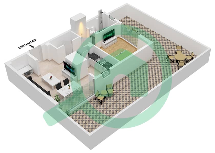 المخططات الطابقية لتصميم النموذج 8 FLOOR 9 شقة 1 غرفة نوم - كونسبت 7 ريزيدنس Type 8 Floor 9 interactive3D