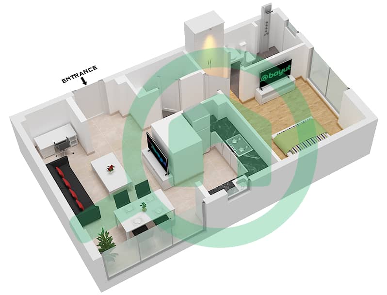 المخططات الطابقية لتصميم النموذج 10 FLOOR 10 شقة 1 غرفة نوم - كونسبت 7 ريزيدنس Type 10 Floor 10 interactive3D