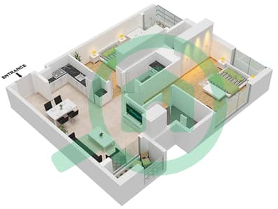 المخططات الطابقية لتصميم النموذج 1 FLOOR 1-8 شقة 2 غرفة نوم - كونسبت 7 ريزيدنس