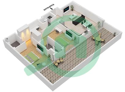 المخططات الطابقية لتصميم النموذج 3 FLOOR 9 شقة 2 غرفة نوم - كونسبت 7 ريزيدنس