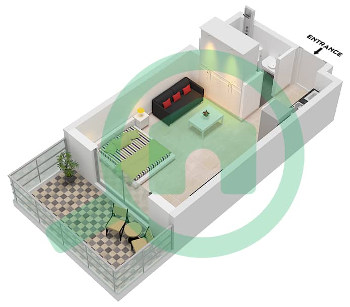 Petalz by Danube Tower B - Studio Apartment Type/unit A / UNIT 7-9,15,18-22 Floor plan Type A Unit 7-9,15,18-22 Floor 1-6 interactive3D