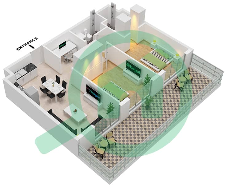 Petalz by Danube Tower B - 2 Bedroom Apartment Type/unit A / UNIT 1-2,4-5,16,25 Floor plan Type A Unit 1-2,4-5,16,25 Floor 1-6 interactive3D